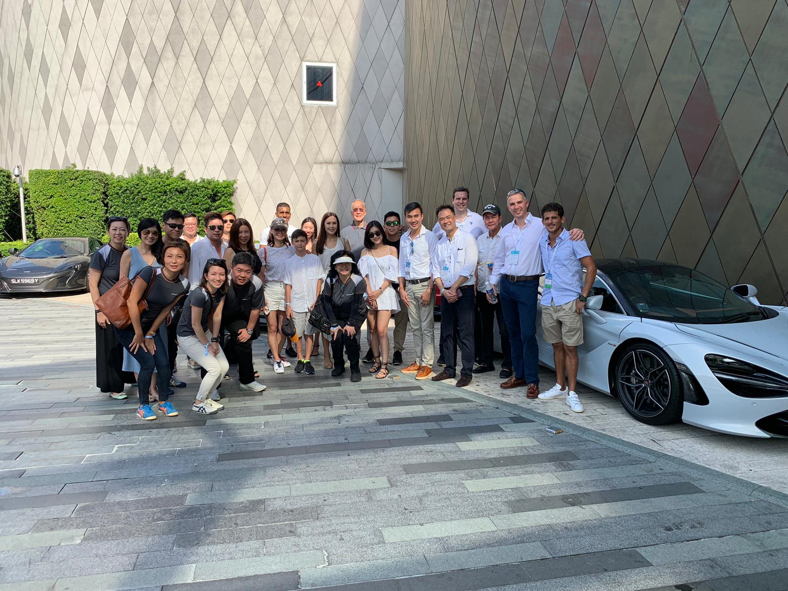 McLaren owners together with the Fairline team at the driveway of W hotel, Sentosa