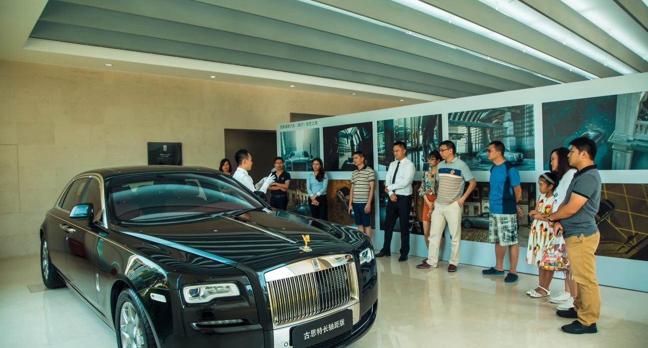 A Rolls-Royce Ghost on display at the “Inspired by Rolls-Royce – A Journey into Art and Creation” art exhibition which is jointly organised by Rolls-Royce Motor Cars (Nanning) and Eunye Creative Arts.