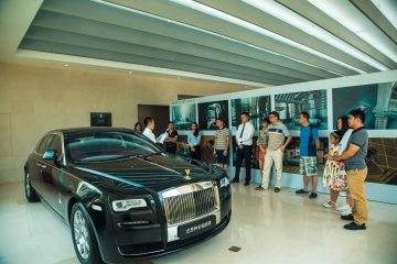 A Rolls-Royce Ghost on display at the “Inspired by Rolls-Royce – A Journey into Art and Creation” art exhibition which is jointly organised by Rolls-Royce Motor Cars (Nanning) and Eunye Creative Arts.