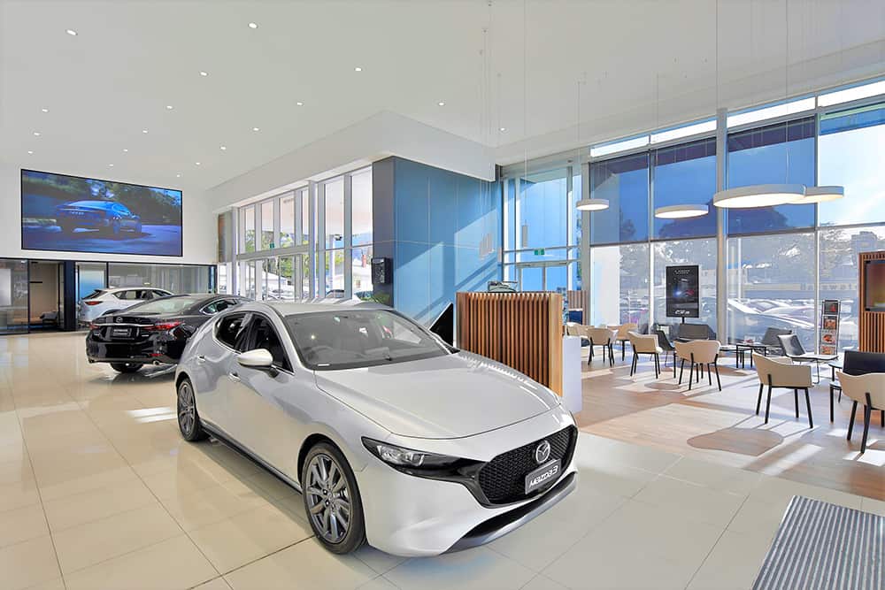 The Mazda3 on display at the newly renovated state-of-the-art Bayswater Mazda showroom