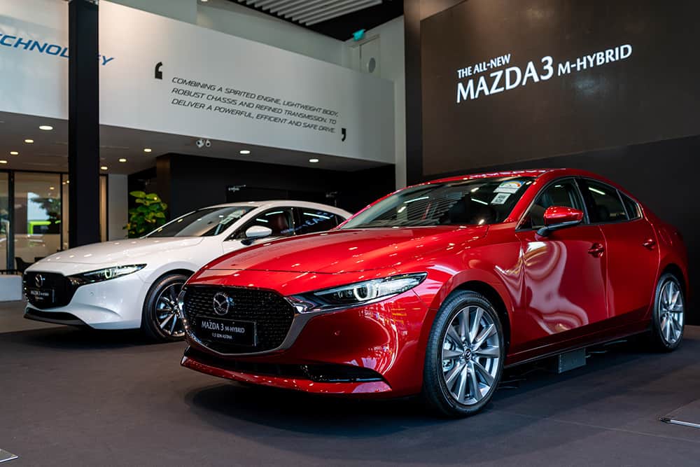 The fully redesigned All-New Mazda3 on display at the Exclusive Media Showcase at 5 Ubi Close in Singapore