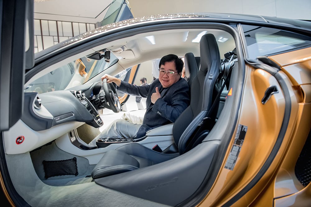 McLaren guest Mr Loo Leong Thye inside the new McLaren GT